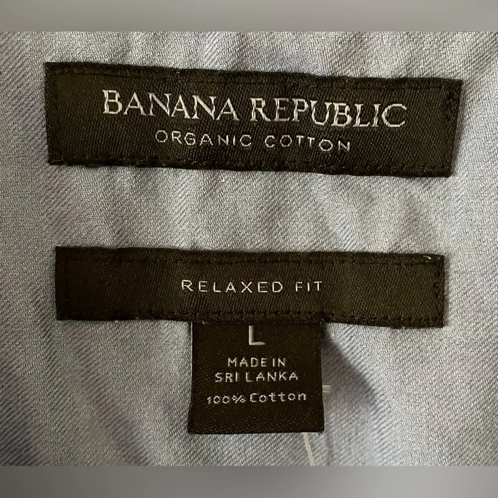 Banana Republic Men’s Size L Blue Short Sleeved Collared Loose Fitting Shirt